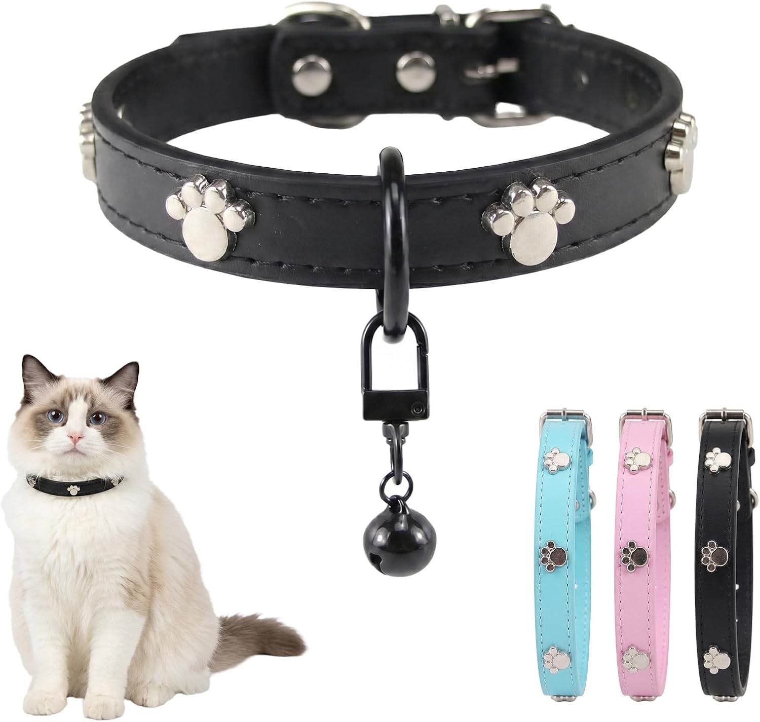 Collare per gatto con campanello — Nero · S — 1