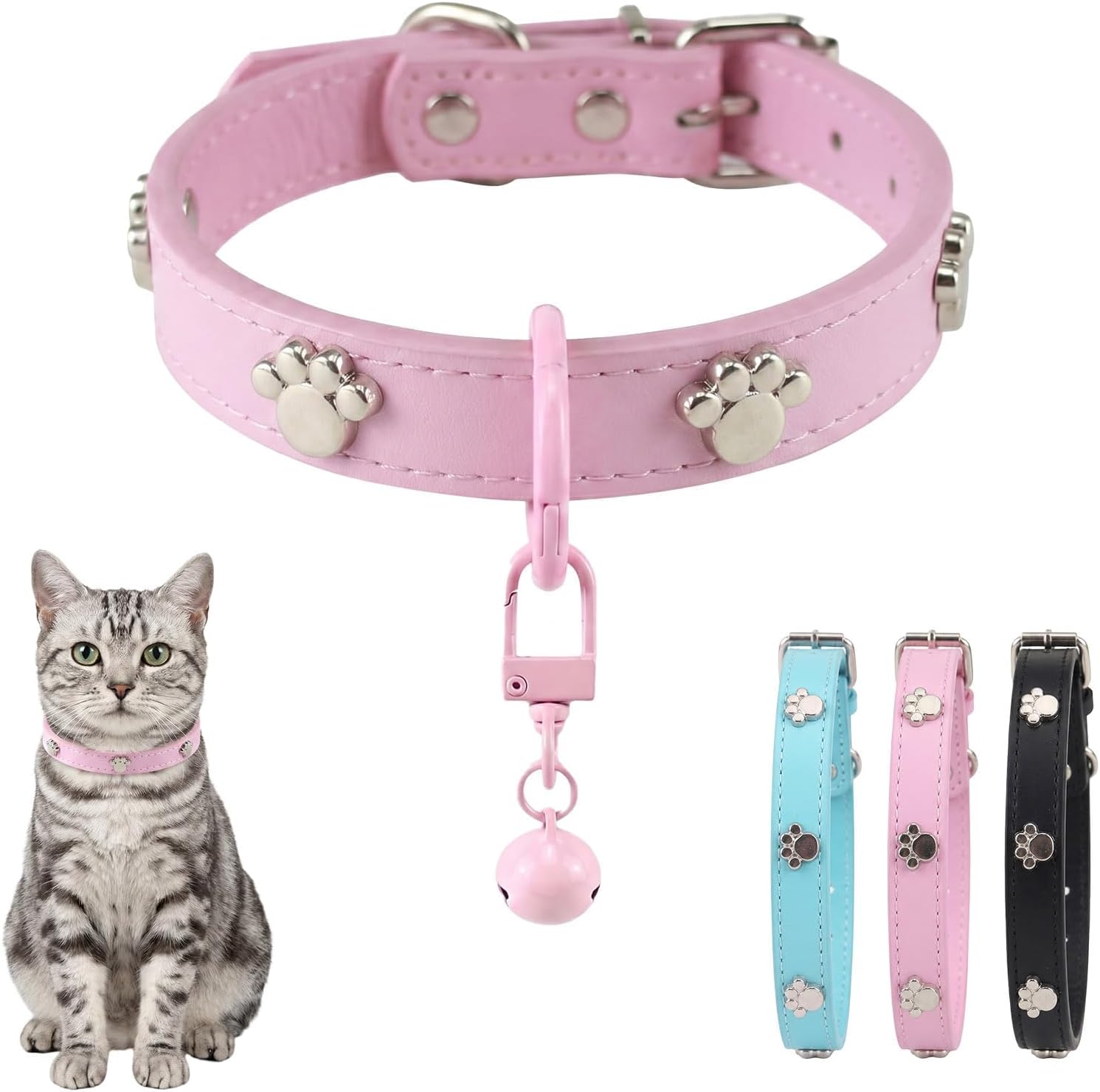 Collar para gato con cascabel — Rosa · S — 1