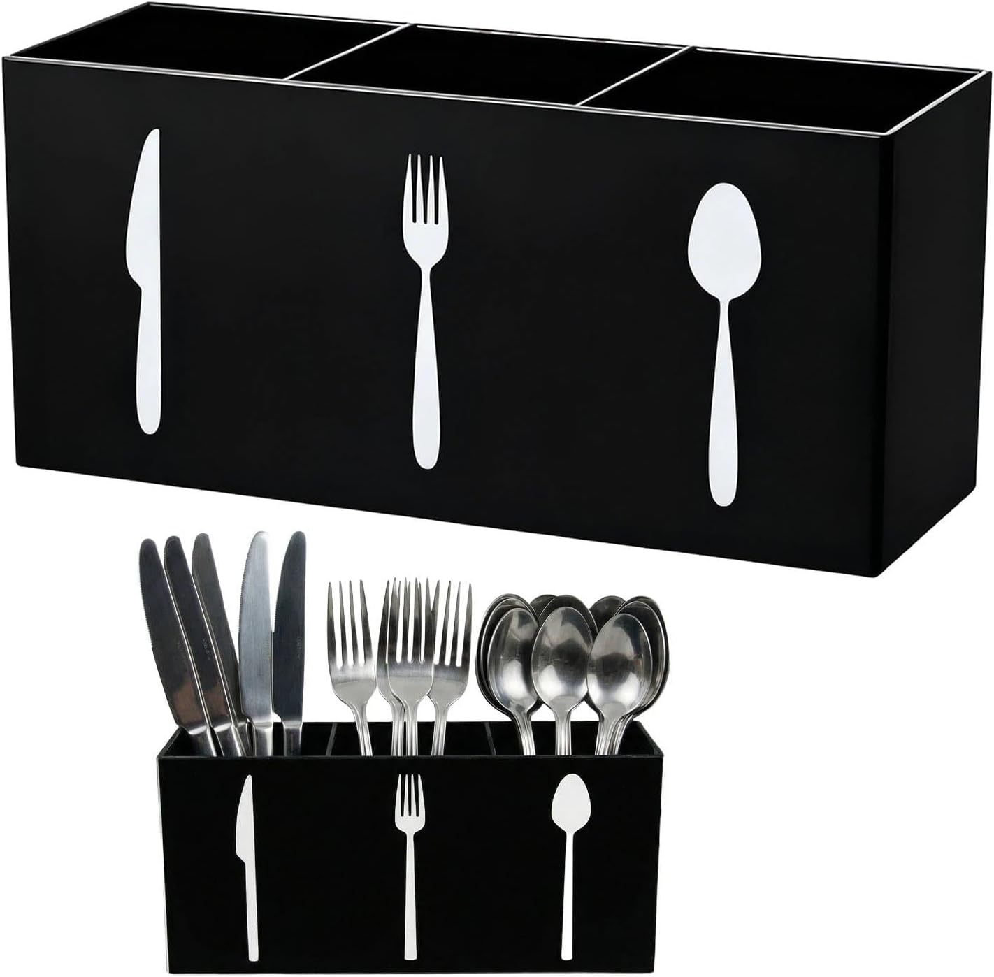 Organizador de cubiertos de 3 compartimentos — Negro — 1