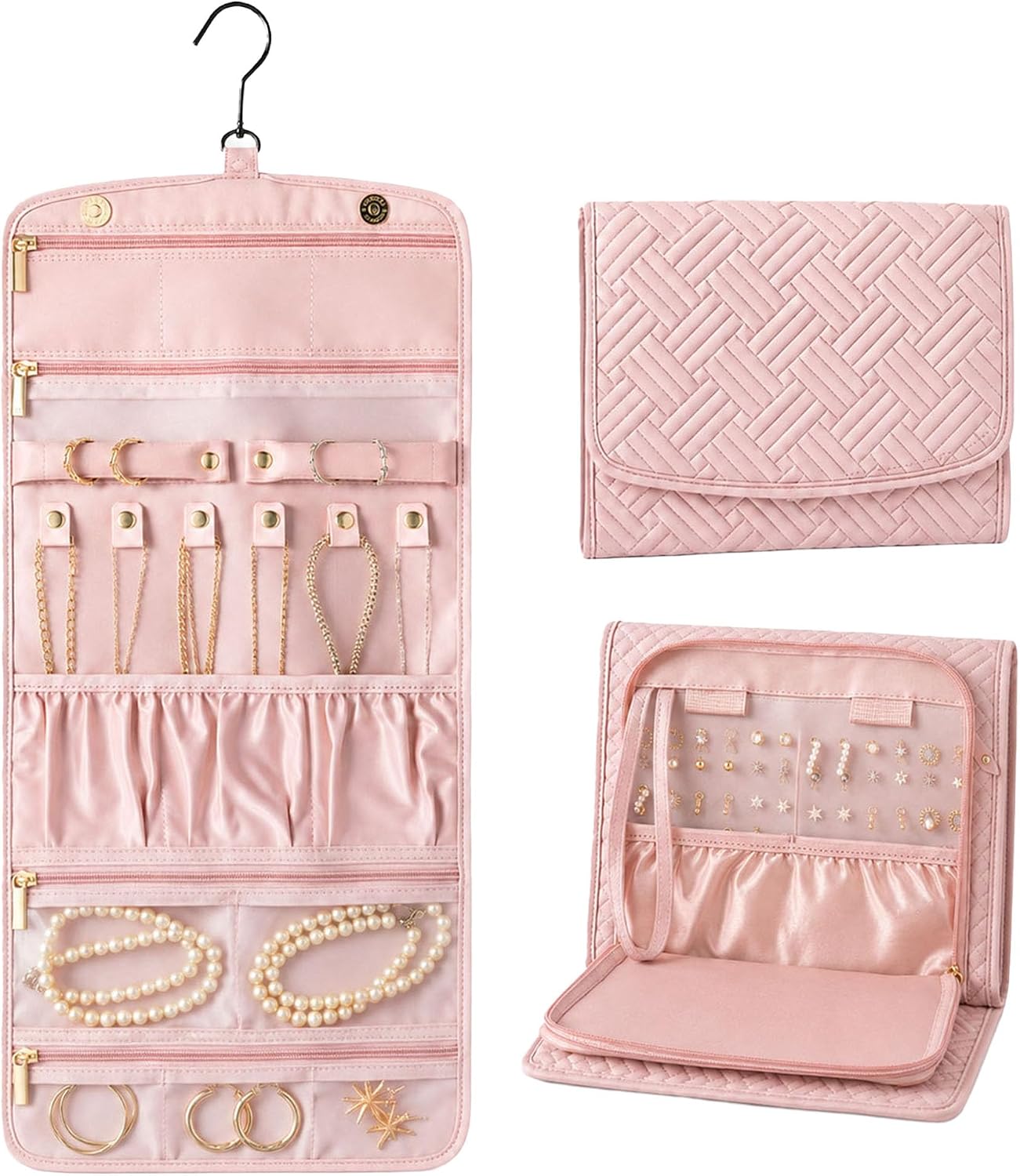 Organizer portagioie sospeso a doppio lato — Rosa — 1