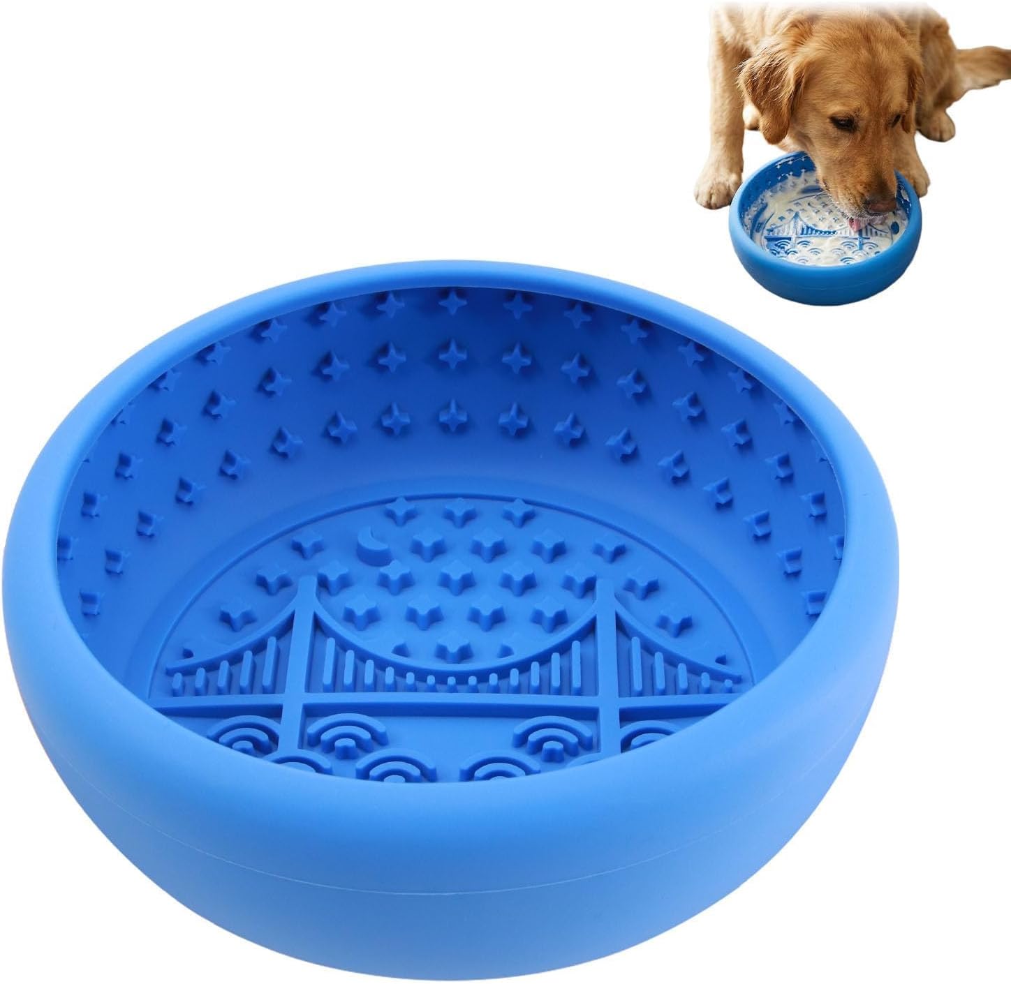 Bol à lécher pour chien avec ventouses — Bleu — 1