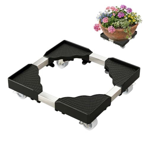 Adjustable Rolling Plant Caddy — Black