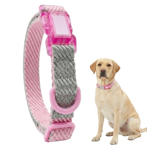 Adjustable Quick-Release Dog Collar — Pink · M