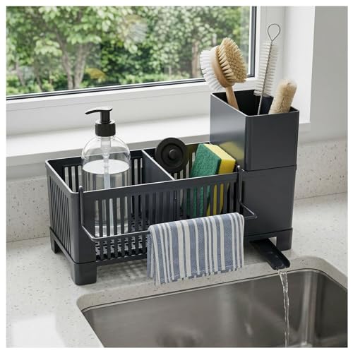 Sink Caddy with Drain Tray — Black