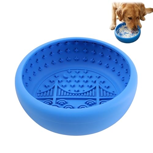 Dog Lick Bowl with Suction Cups — Blue